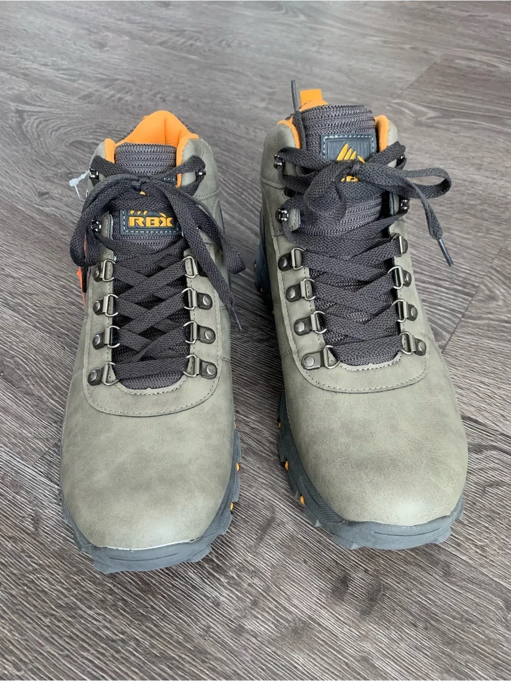 RBX Men's Olive Gray Hiking Boots with Orange Accent